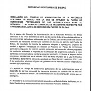 Pliego de Condiciones Particulares de las autorizaciones para el servicio comercial de transporte terrestre por carretera en la zona de servicio del puerto de Bilbao
