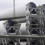 Wind turbine blades for a new wind energy project of Iberdrola arrive at the Port of Bilbao